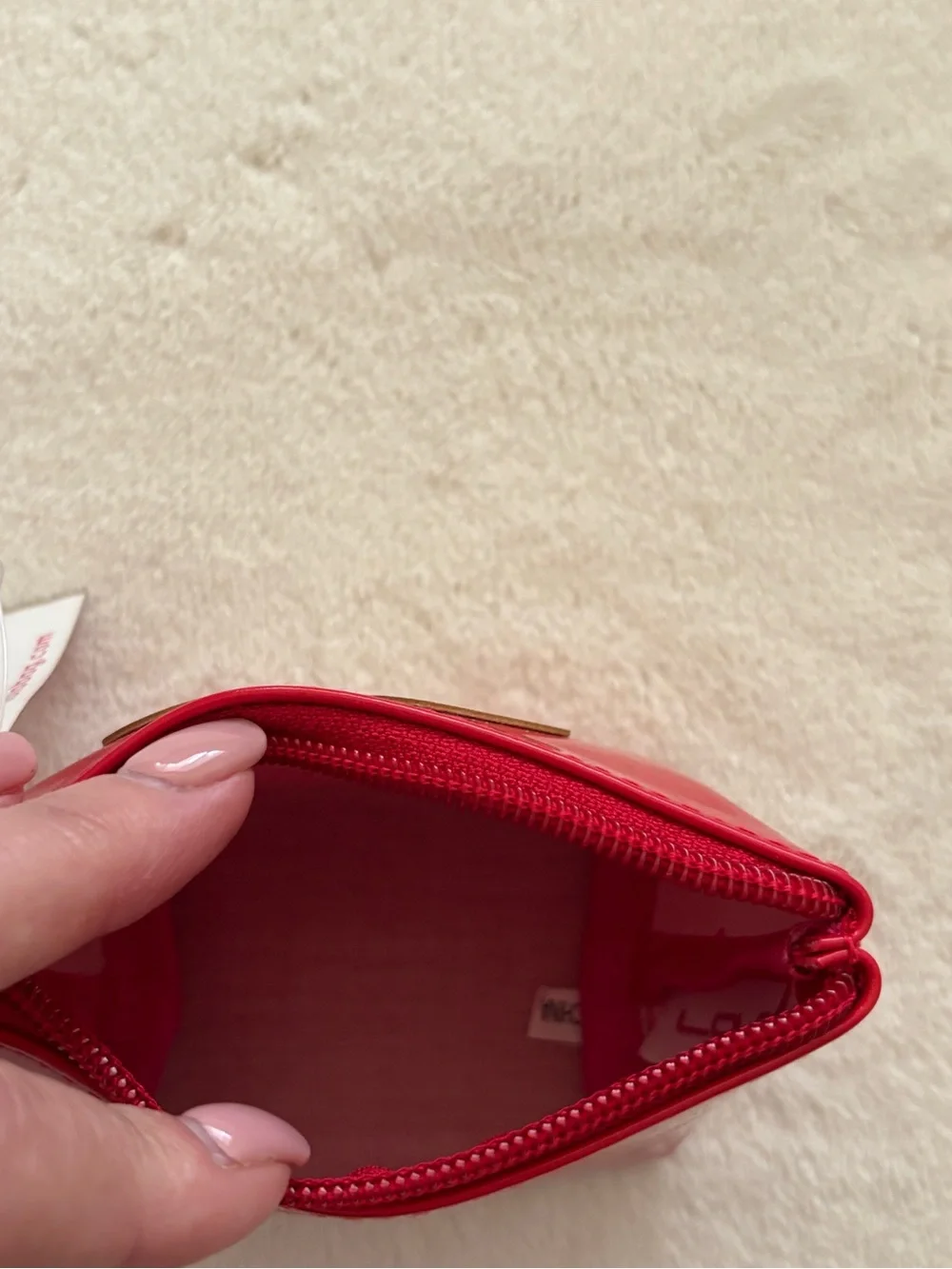 Red Patent Heart Cosmetic Bag Set
